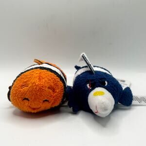 Disney Tsum Tsum Finding Nemo Gill and Smiling Nemo Stuffed Plushie Set EUC
